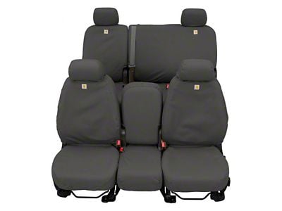 Covercraft SeatSaver Custom Second Row Seat Cover; Carhartt Gravel (20-24 Sierra 2500 HD Crew Cab w/ Fold-Down Armrest)