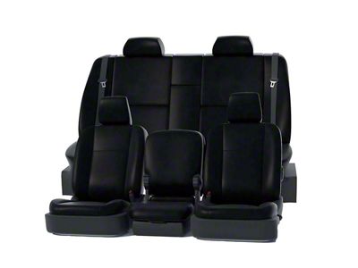 Covercraft Precision Fit Seat Covers Leatherette Custom Front Row Seat Covers; Black (19-21 Silverado 1500 w/ Bucket Seats; 2022 Silverado 1500 LTD w/ Bucket Seats)