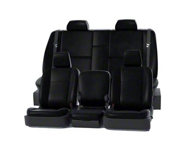 Covercraft Precision Fit Seat Covers Leatherette Custom Front Row Seat Covers; Black (14-18 Silverado 1500 w/ Bench Seat)