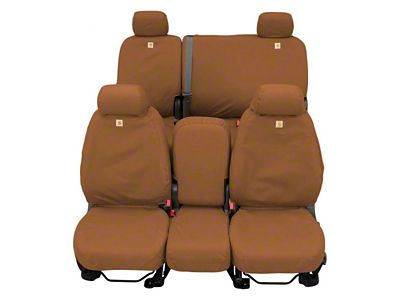 Covercraft SeatSaver Custom Second Row Seat Cover; Carhartt Brown (19-24 Silverado 1500 Crew Cab w/ Fold-Down Armrest)