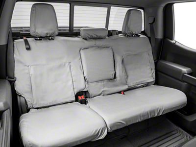 Covercraft Seat Saver Polycotton Custom Second Row Seat Cover; Gray (19-25 Silverado 1500 Double Cab, Crew Cab w/ 60/40 Split Cushion Bench Seat & Fold-Down Armrest)