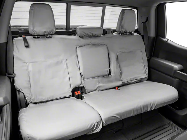 Covercraft Seat Saver Polycotton Custom Second Row Seat Cover; Gray (19-24 Silverado 1500 Double Cab, Crew Cab w/ 60/40 Split Cushion Bench Seat & Fold-Down Armrest)