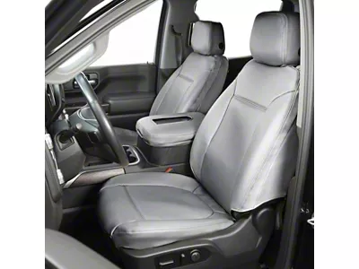 Covercraft Precision Fit Seat Covers Leatherette Custom Front Row Seat Covers; Light Gray (03-06 Silverado 2500 HD w/ Bench Seat)