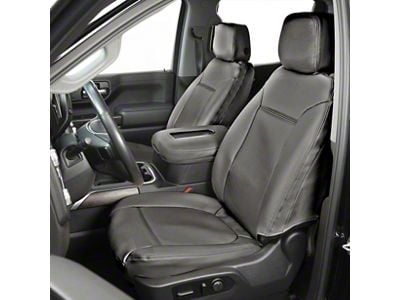 Covercraft Precision Fit Seat Covers Leatherette Custom Front Row Seat Covers; Stone (01-02 Silverado 2500 HD w/ Bucket Seats)