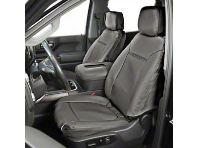 Covercraft Precision Fit Seat Covers Leatherette Custom Front Row Seat Covers; Stone (01-02 Silverado 2500 HD w/ Bench Seat)