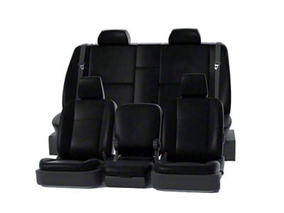 Covercraft Precision Fit Seat Covers Leatherette Custom Second Row Seat Cover; Black (20-24 Silverado 3500 HD Crew Cab)