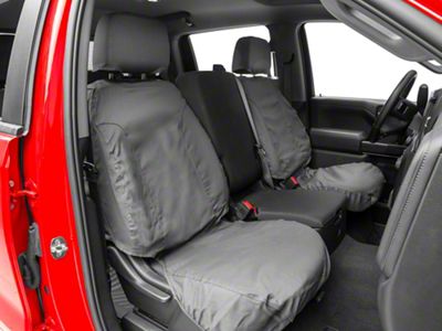 Covercraft Seat Saver Polycotton Custom Front Row Seat Covers; Charcoal (20-22 Silverado 3500 HD w/ Bucket Seats)