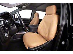 Covercraft Seat Saver Polycotton Custom Front Row Seat Covers; Tan (07-12 Silverado 3500 HD w/ Bucket Seats & No Seat Airbags)
