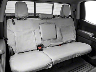 Covercraft Seat Saver Polycotton Custom Second Row Seat Cover; Gray (20-25 Silverado 3500 HD Double Cab, Crew Cab w/ 60/40 Split Cushion Bench Seat & Fold-Down Armrest)