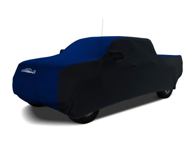 Coverking Satin Stretch Indoor Car Cover; Black/Impact Blue (21-24 F-150 SuperCrew w/ 5-1/2-Foot Bed & Non-Towing Mirrors)