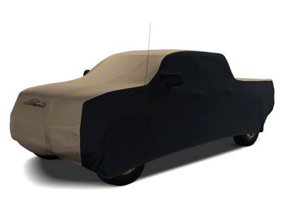 Coverking Satin Stretch Indoor Car Cover; Black/Sahara Tan (21-24 F-150 SuperCrew w/ 5-1/2-Foot Bed & Non-Towing Mirrors)