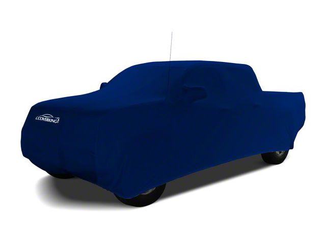 Coverking Satin Stretch Indoor Car Cover; Impact Blue (21-24 F-150 SuperCrew w/ 5-1/2-Foot Bed & Non-Towing Mirrors)