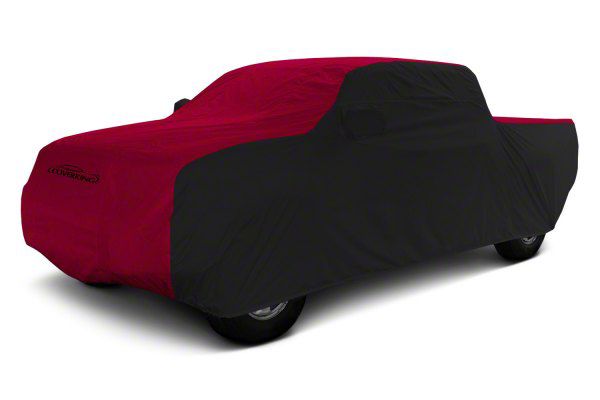 Coverking Stormproof Car Cover; Black/Red (21-24 F-150 SuperCrew w/ 5-1/2-Foot Bed & Non-Towing Mirrors)