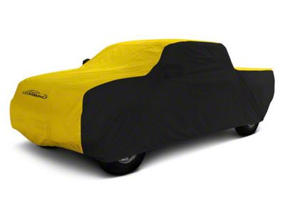 Coverking Stormproof Car Cover; Black/Yellow (21-24 F-150 SuperCrew w/ 5-1/2-Foot Bed & Non-Towing Mirrors)