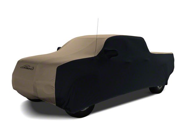 Coverking Satin Stretch Indoor Car Cover; Black/Sahara Tan (17-22 F-250 Super Duty SuperCrew w/ Towing Mirrors)
