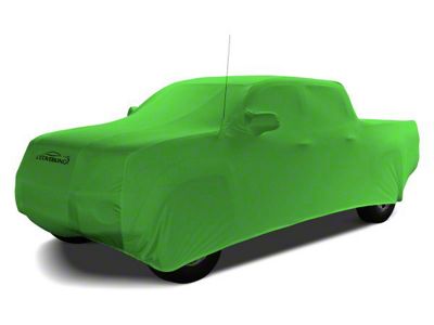 Coverking Satin Stretch Indoor Car Cover with Rear Roof Shark Fin Antenna Pocket; Synergy Green (19-24 RAM 2500 Crew Cab w/ 6.4-Foot Box)