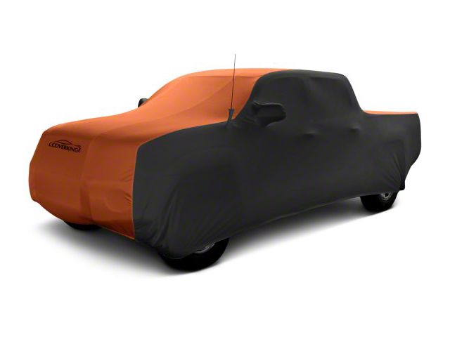 Coverking Satin Stretch Indoor Car Cover; Black/Inferno Orange (10-18 RAM 2500 Mega Cab)