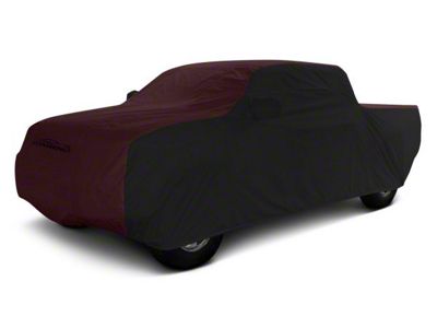 Coverking Stormproof Car Cover with Passenger Side Front Antenna Pocket; Black/Wine (13-18 RAM 2500 Crew Cab w/ 6.4-Foot Box & Telescoping Mirrors)