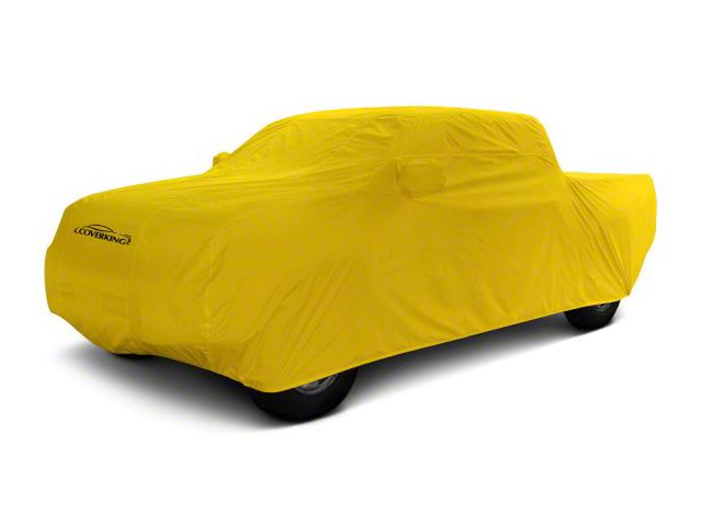 Coverking Stormproof Car Cover with Rear Roof Shark Fin Antenna Pocket; Yellow (19-24 RAM 2500 Crew Cab w/ 6.4-Foot Box)