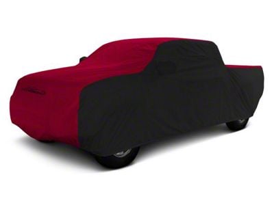 Coverking Stormproof Car Cover with Roof Shark Fin Antenna Pocket; Black/Red (19-24 RAM 2500 Crew Cab w/ 6.4-Foot Box)