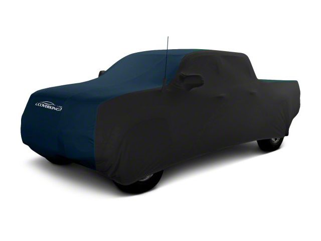 Coverking Satin Stretch Indoor Car Cover; Black/Dark Blue (19-24 Sierra 1500 Crew Cab w/ Non-Towing Mirrors)