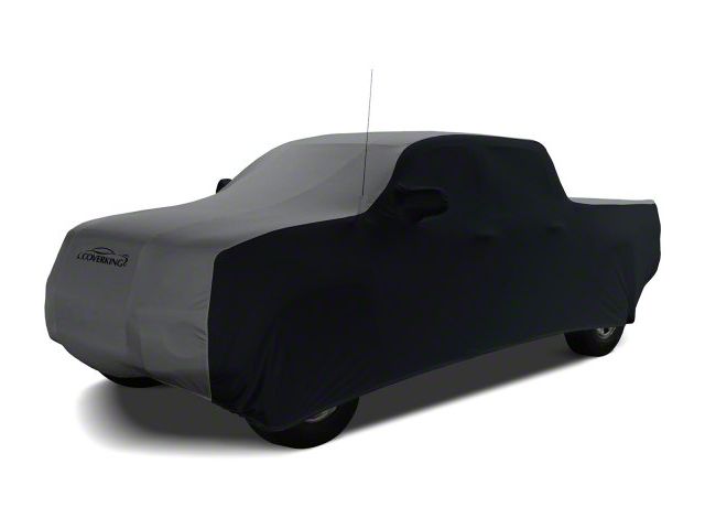 Coverking Satin Stretch Indoor Car Cover; Black/Metallic Gray (19-24 Sierra 1500 Crew Cab w/ Non-Towing Mirrors)