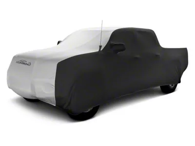 Coverking Satin Stretch Indoor Car Cover; Black/Pearl White (19-23 Sierra 1500 Crew Cab w/ Non-Towing Mirrors)