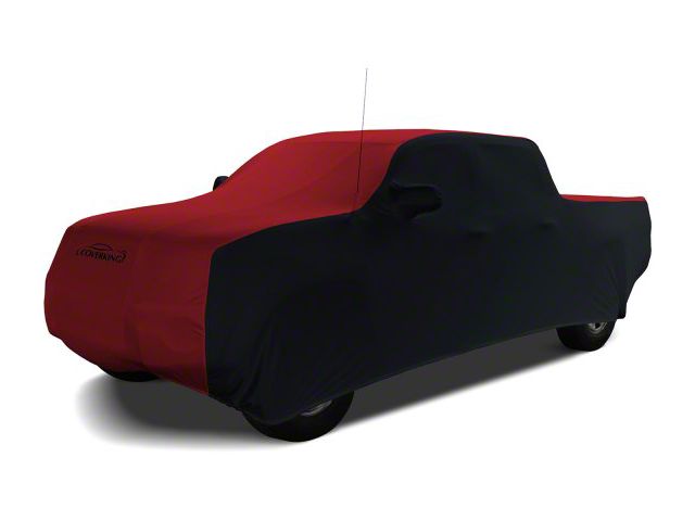 Coverking Satin Stretch Indoor Car Cover; Black/Pure Red (14-18 Sierra 1500 Crew Cab w/ Non-Towing Mirrors)