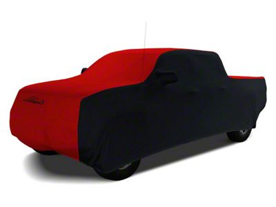 Coverking Satin Stretch Indoor Car Cover; Black/Red (19-24 Sierra 1500 Regular Cab w/ 8-Foot Long Box & Non-Towing Mirrors)