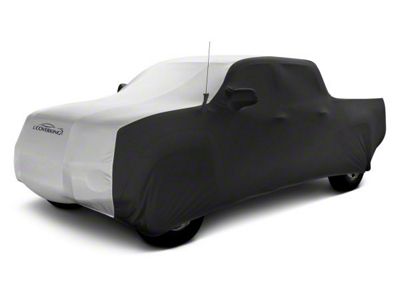 Coverking Satin Stretch Indoor Car Cover; Black/Pearl White (19-25 Silverado 1500 Double Cab w/ Non-Towing Mirrors)