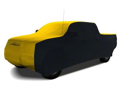 Coverking Satin Stretch Indoor Car Cover; Black/Velocity Yellow (14-18 Silverado 1500 Double Cab w/ Non-Towing Mirrors)