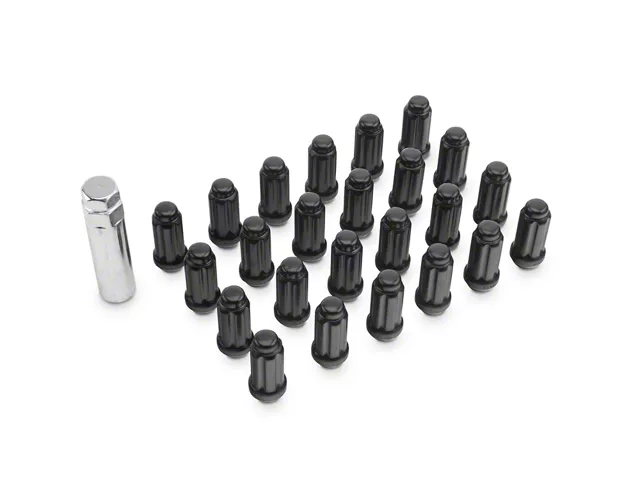 Black 6-Spline Lug Nut Kit; 14mm x 1.5; Set of 24 (19-24 RAM 1500)