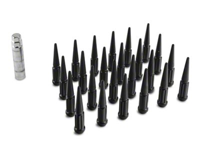 Black Spike Lug Nut Kit; 14mm x 1.5; Set of 24 (99-24 Silverado 1500)