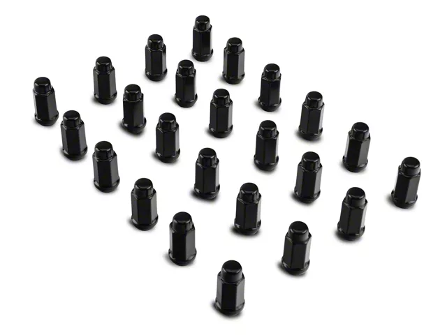 Black XL Acorn Lug Nut Kit; 14mm x 1.5; Set of 24 (15-24 F-150)