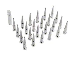 Chrome Spike Lug Nut Kit; 14mm x 1.5; Set of 24 (99-24 Silverado 1500)