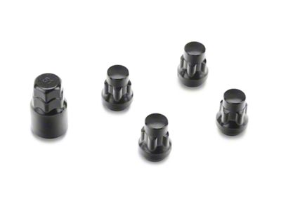 Locks with Key for Black Acorn Lug Nuts; 14mm x 1.5 (07-24 Sierra 1500)