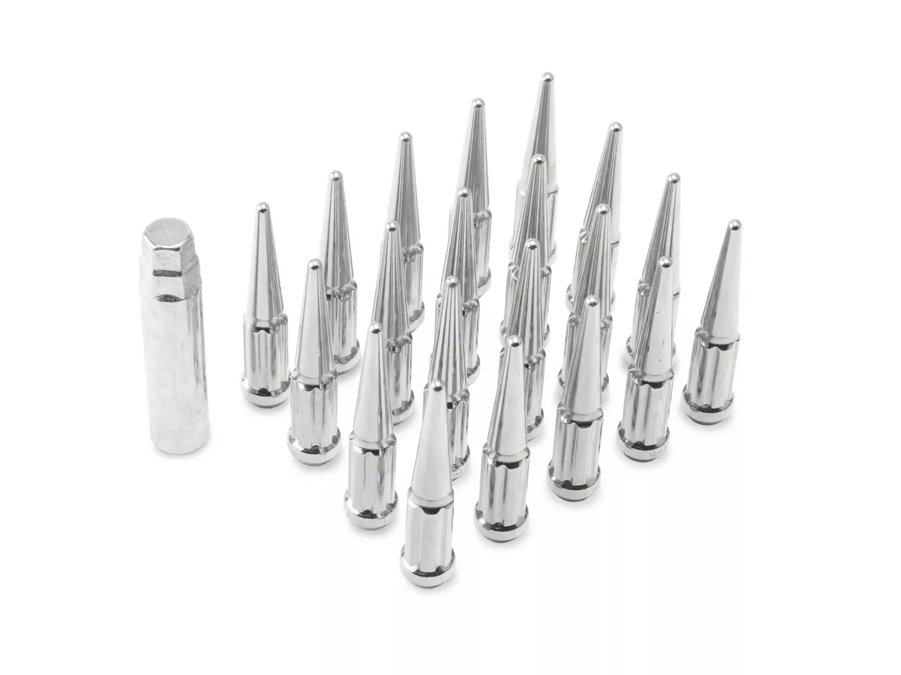 RAM 1500 Chrome Spike Lug Nut Kit; 14mm x 1.5; Set of 20 (1218 RAM 1500)