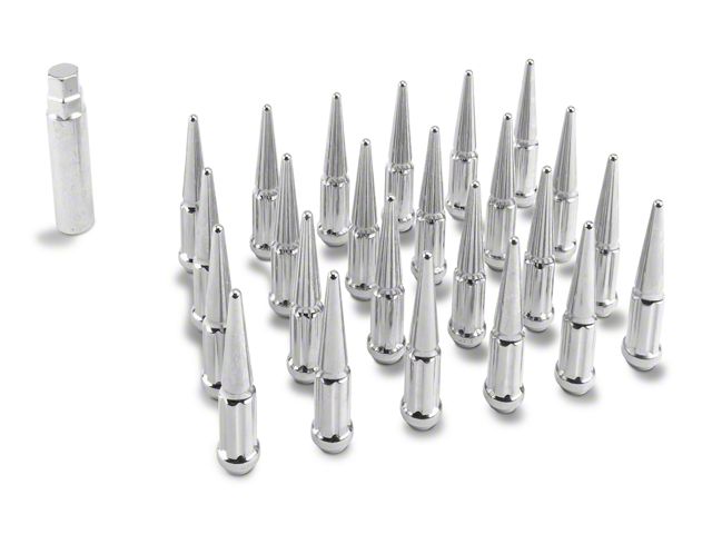Chrome Spike Lug Nut Kit; 14mm x 1.5; Set of 24 (99-24 Sierra 1500)