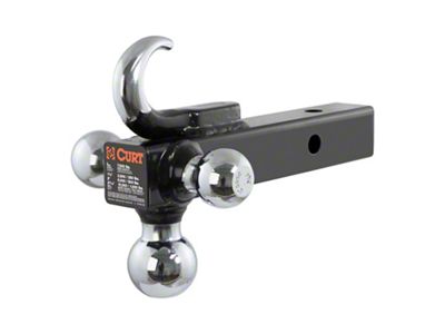 2-Inch Receiver Hitch Multi-Ball Mount with Tow Hook; 0-Inch Drop (Universal; Some Adaptation May Be Required)