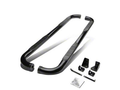 3-Inch Round Nerf Side Step Bars; Black (00-04 Dakota Quad Cab)
