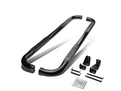 3-Inch Round Nerf Side Step Bars; Black (05-11 Dakota Quad Cab)