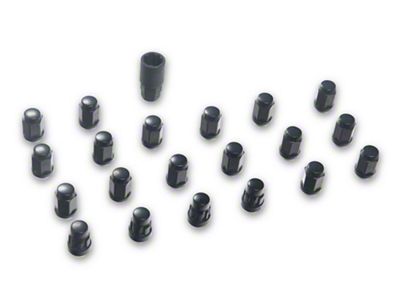 Black Acorn Lug Nuts; 1/2-Inch x 20; Set of 20 (87-04 Dakota)