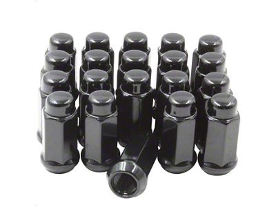 Black Chrome Long Bulge Acorn Lug Nut Kit; 1/2-Inch x 20; Set of 20 (87-90 Dakota)