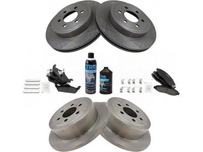 Ceramic 5-Lug Brake Rotor, Pad, Brake Fluid and Cleaner Kit; Front and Rear (03-04 Dakota w/ Rear Disc Brakes)