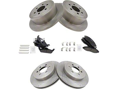 Ceramic 5-Lug Brake Rotor and Pad Kit; Front and Rear (03-04 Dakota w/ Rear Disc Brakes)