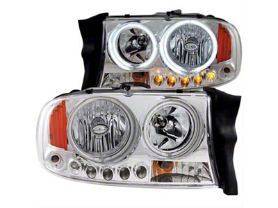 Crystal Halo Headlights; Chrome Housing; Clear Lens (97-04 Dakota)