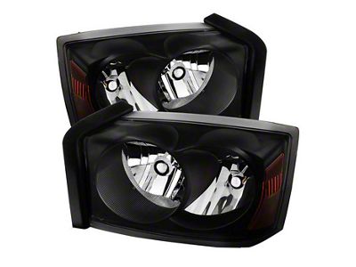 Crystal Headlights; Black Housing; Clear Lens (05-07 Dakota)