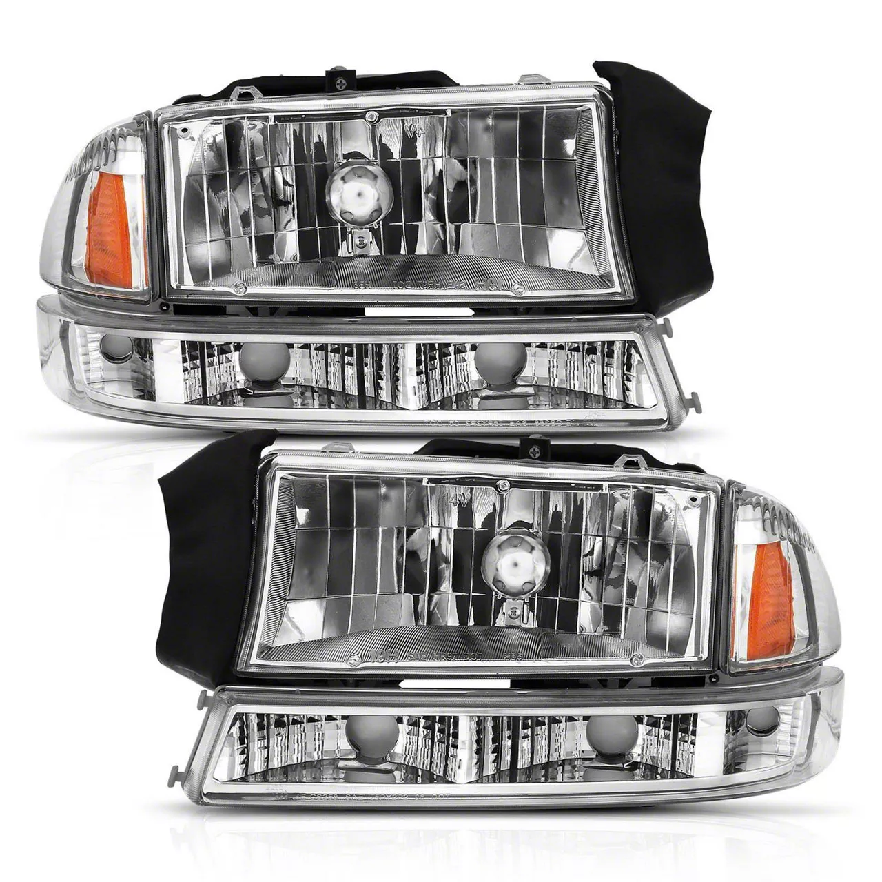 Dakota Crystal Headlights with Parking Lights; Chrome Housing; Clear Lens (9704 Dakota) Free