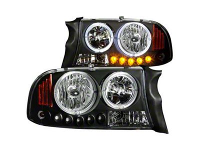 Crystal RX Halo Headlights; Black Housing; Clear Lens (97-04 Dakota)