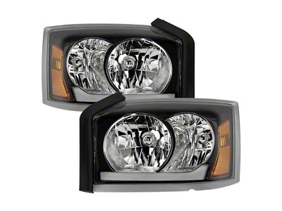 DRL LED Light Bar Headlights; Black Housing; Clear Lens (05-07 Dakota)